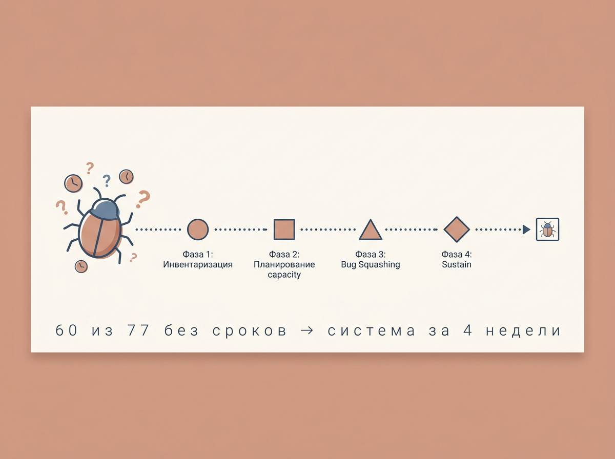 Дорожная карта внедрения Zero Bug Policy: инвентаризация, планирование capacity, bug squashing, sustain